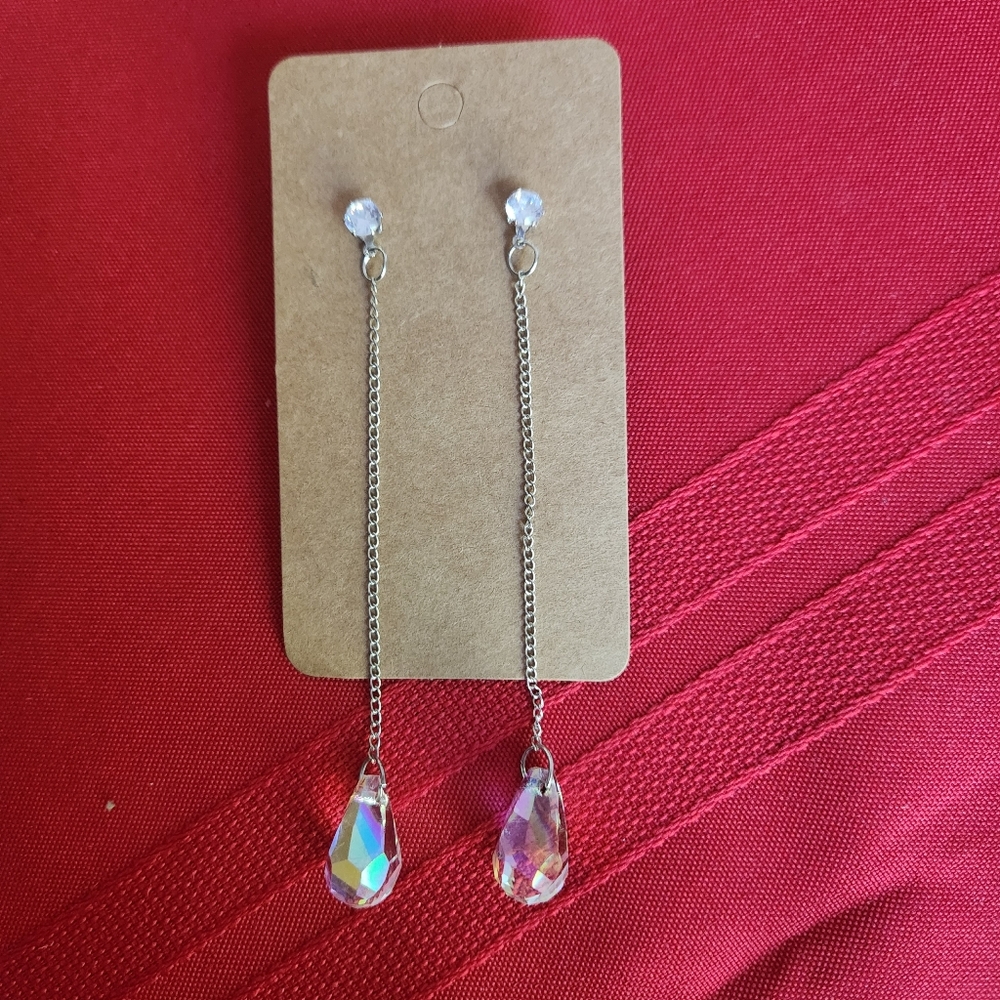 Elegant Silver And Crystal Drop Earrings